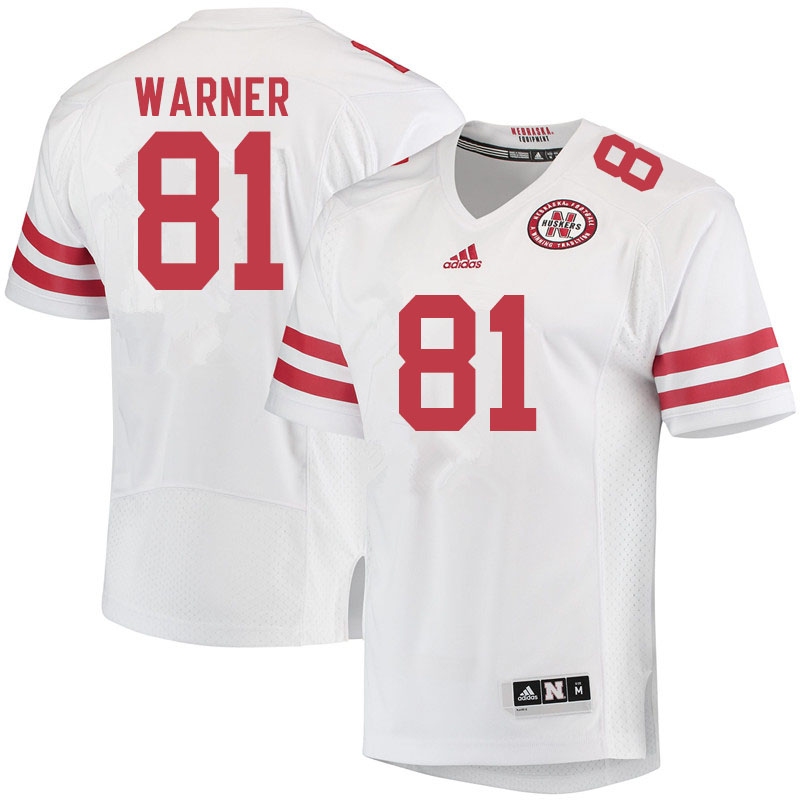 Men #81 Kade Warner Nebraska Cornhuskers College Football Jerseys Sale-White